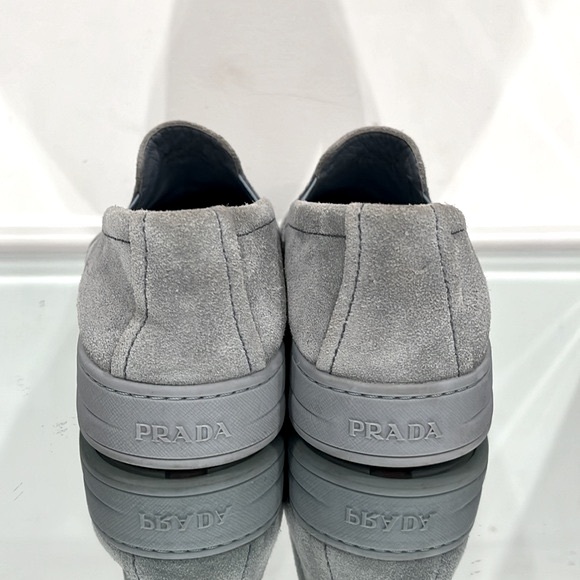 Prada Suede Leather Slip On Loafers Grey Blue size 41 - Picture 5 of 15